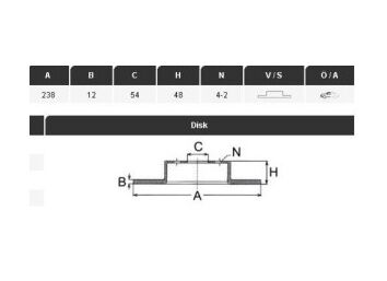 On Fren Dıskı Corolla 87-92 1.6-1.3ıe-1.8d 238 12 4dlsağ Sol Düz Takım